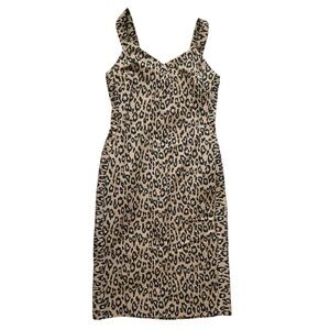 Banana Republic Leopard Print Midi Denim Dress - Black and Tan